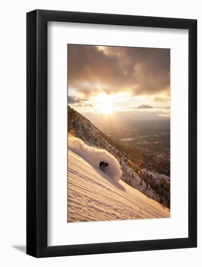 A Young Man Finds Excellent Powder in the Foothills Above Salt Lake City, Utah-Louis Arevalo-Framed Photographic Print