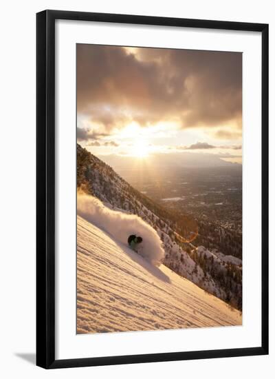 A Young Man Finds Excellent Powder in the Foothills Above Salt Lake City, Utah-Louis Arevalo-Framed Photographic Print