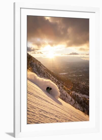 A Young Man Finds Excellent Powder in the Foothills Above Salt Lake City, Utah-Louis Arevalo-Framed Photographic Print