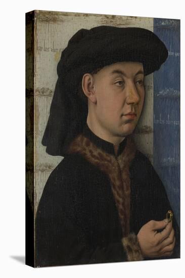 A Young Man Holding a Ring, C. 1450-Jan van Eyck-Stretched Canvas