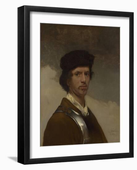 A Young Man in a Fur Cap and a Cuirass (Probably a Self Portrait), 1654 ( Oil on Canvas)-Carel Fabritius-Framed Giclee Print