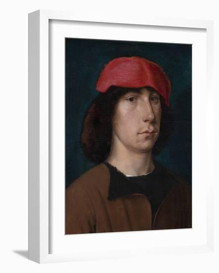 A Young Man in a Red Cap, C.1512 (Oil on Oak Panel)-Michiel Sittow-Framed Giclee Print