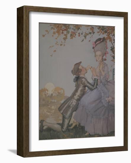 A Young Man Kneeling before a Lady-Konstantin Andreyevich Somov-Framed Giclee Print