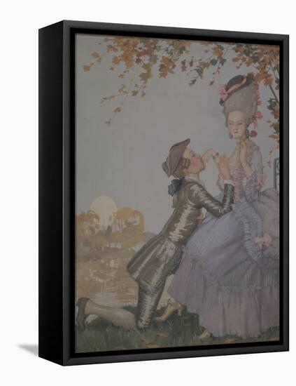 A Young Man Kneeling before a Lady-Konstantin Andreyevich Somov-Framed Stretched Canvas