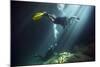 A Young Married Couple Scuba Diving in Devil's Den Springs Florida-null-Mounted Art Print