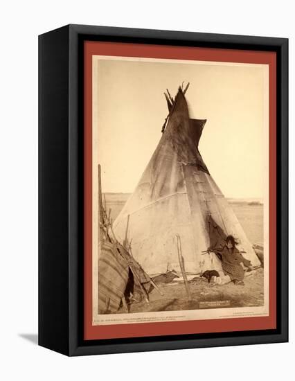 A Young Oglala Girl Sitting in Front of a Tipi-John C. H. Grabill-Framed Stretched Canvas