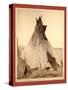 A Young Oglala Girl Sitting in Front of a Tipi-John C. H. Grabill-Stretched Canvas