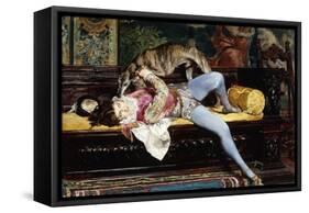 A Young Page, Playing with a Greyhound; Un Jeune Page, Jouant Avec Un Levrier, 1869-Giovanni Boldini-Framed Stretched Canvas