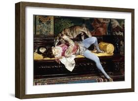 A Young Page, Playing with a Greyhound-Giovanni Boldini-Framed Giclee Print