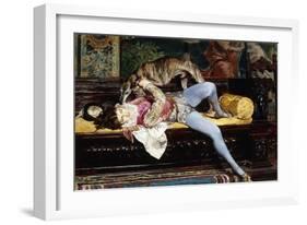 A Young Page, Playing with a Greyhound-Giovanni Boldini-Framed Giclee Print