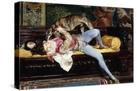 A Young Page, Playing with a Greyhound-Giovanni Boldini-Stretched Canvas