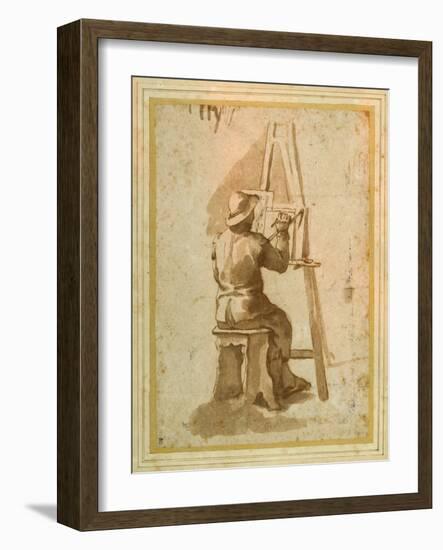 A Young Painter Seated at His Easel-Annibale Carracci-Framed Giclee Print