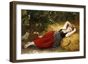 A Young Peasant Girl, Sleeping. 1874-Leon Bazile Perrault-Framed Giclee Print