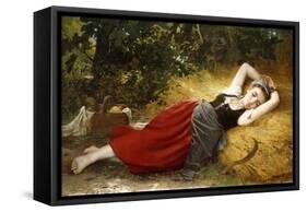 A Young Peasant Girl, Sleeping, 1874-Leon Bazile Perrault-Framed Stretched Canvas