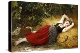 A Young Peasant Girl, Sleeping, 1874-Leon Bazile Perrault-Stretched Canvas