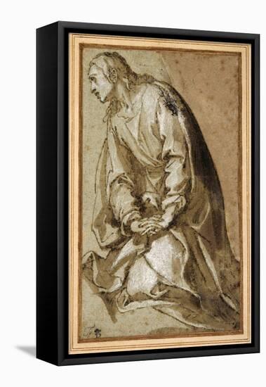 A Young Saint Kneeling in Prayer-Girolamo Muziano-Framed Stretched Canvas
