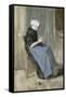A Young Scheveningen Woman Knitting-Vincent van Gogh-Framed Stretched Canvas