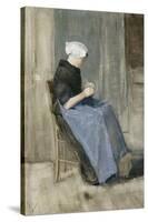 A Young Scheveningen Woman Knitting-Vincent van Gogh-Stretched Canvas