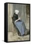 A Young Scheveningen Woman Knitting-Vincent van Gogh-Framed Stretched Canvas