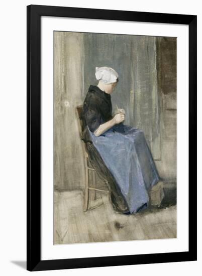 A Young Scheveningen Woman Knitting-Vincent van Gogh-Framed Giclee Print