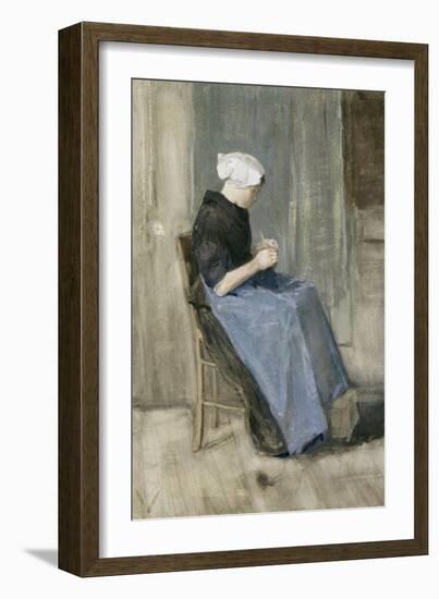 A Young Scheveningen Woman Knitting-Vincent van Gogh-Framed Giclee Print