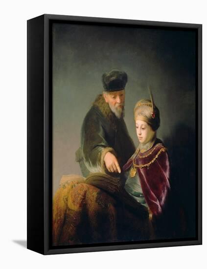 A Young Scholar and His Tutor-Rembrandt van Rijn-Framed Stretched Canvas