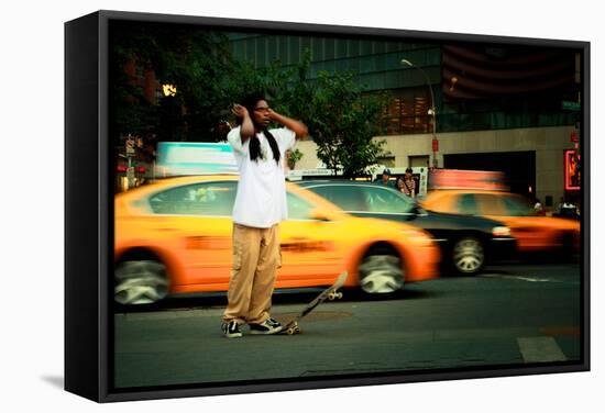 A Young Skateboarder in Union Square, New York City-Sabine Jacobs-Framed Stretched Canvas
