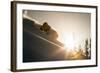 A Young Skier Chases the Sun Down the Ski Slope in the Wasatch Backcountry, Utah-Louis Arevalo-Framed Photographic Print