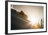 A Young Skier Chases the Sun Down the Ski Slope in the Wasatch Backcountry, Utah-Louis Arevalo-Framed Photographic Print