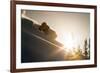 A Young Skier Chases the Sun Down the Ski Slope in the Wasatch Backcountry, Utah-Louis Arevalo-Framed Photographic Print