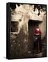 A Young Spanish Woman Wearing Traditional Flamenco Dress Standing in a Doorway to an Old Building-Steven Boone-Framed Stretched Canvas