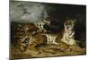 A Young Tiger Playing with Its Mother, 1830-Eugene Delacroix-Mounted Giclee Print