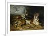 A Young Tiger Playing with Its Mother, 1830-Eugene Delacroix-Framed Giclee Print