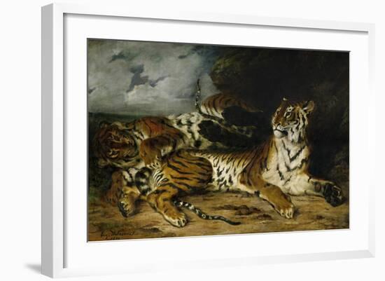 A Young Tiger Playing with Its Mother, 1830-Eugene Delacroix-Framed Giclee Print