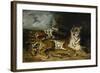 A Young Tiger Playing with Its Mother, 1830-Eugene Delacroix-Framed Giclee Print