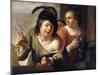 A Young Toper and a Serving Maid Drinking on a Balcony-Jan Gerritsz. van Bronckhorst-Mounted Giclee Print