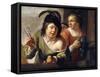 A Young Toper and a Serving Maid Drinking on a Balcony-Jan Gerritsz. van Bronckhorst-Framed Stretched Canvas