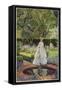 A Young Victorian Woman in an Idyllic Garden-null-Framed Stretched Canvas