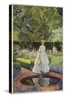 A Young Victorian Woman in an Idyllic Garden-null-Stretched Canvas