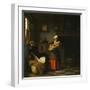 A Young Woman and a Girl Putting a Baby to Bed in a Cradle in an Interior-Pieter de Hooch-Framed Giclee Print