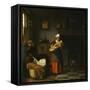 A Young Woman and a Girl Putting a Baby to Bed in a Cradle in an Interior-Pieter de Hooch-Framed Stretched Canvas