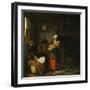 A Young Woman and a Girl Putting a Baby to Bed in a Cradle in an Interior-Pieter de Hooch-Framed Giclee Print