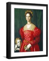 A Young Woman and Her Little Boy, C.1540-Agnolo Bronzino-Framed Giclee Print