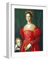 A Young Woman and Her Little Boy, C.1540-Agnolo Bronzino-Framed Giclee Print
