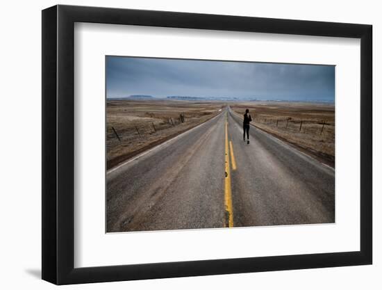 A Young Woman Approaching the Rocky Mountain Front, Teton County, Montana-Steven Gnam-Framed Photographic Print