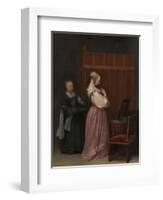 A Young Woman at her Toilet with a maid, c.1650-51-Gerard ter Borch or Terborch-Framed Giclee Print