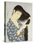 A Young Woman Combing Her Hair-Ioki Bunsai-Stretched Canvas