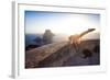 A Young Woman Does an Acrobatic Yoga Pose at the Torre Des Savinar Lookout Tower in Sw Ibiza-Day's Edge Productions-Framed Photographic Print