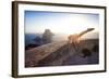 A Young Woman Does an Acrobatic Yoga Pose at the Torre Des Savinar Lookout Tower in Sw Ibiza-Day's Edge Productions-Framed Photographic Print