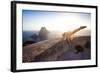 A Young Woman Does an Acrobatic Yoga Pose at the Torre Des Savinar Lookout Tower in Sw Ibiza-Day's Edge Productions-Framed Photographic Print